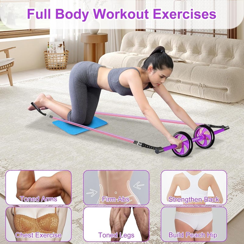 Olodeer Pilates Bar Kit with Resistance Bands for Working Out, Pilates Equipment with Ab Roller for All Fitness Levels, Portable Home Gym Full Body Workout Equipment for Women&Men - Image 5